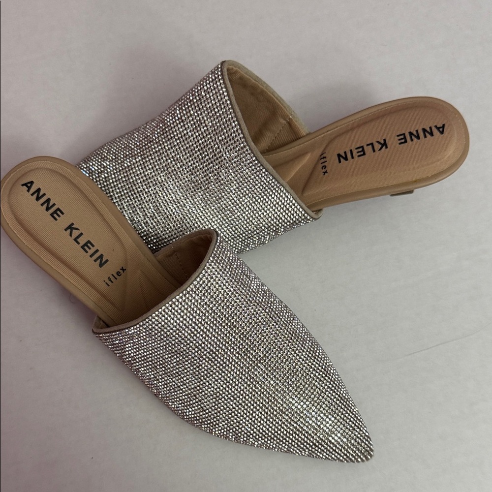 Anne Klein Sparkling Silver Mules